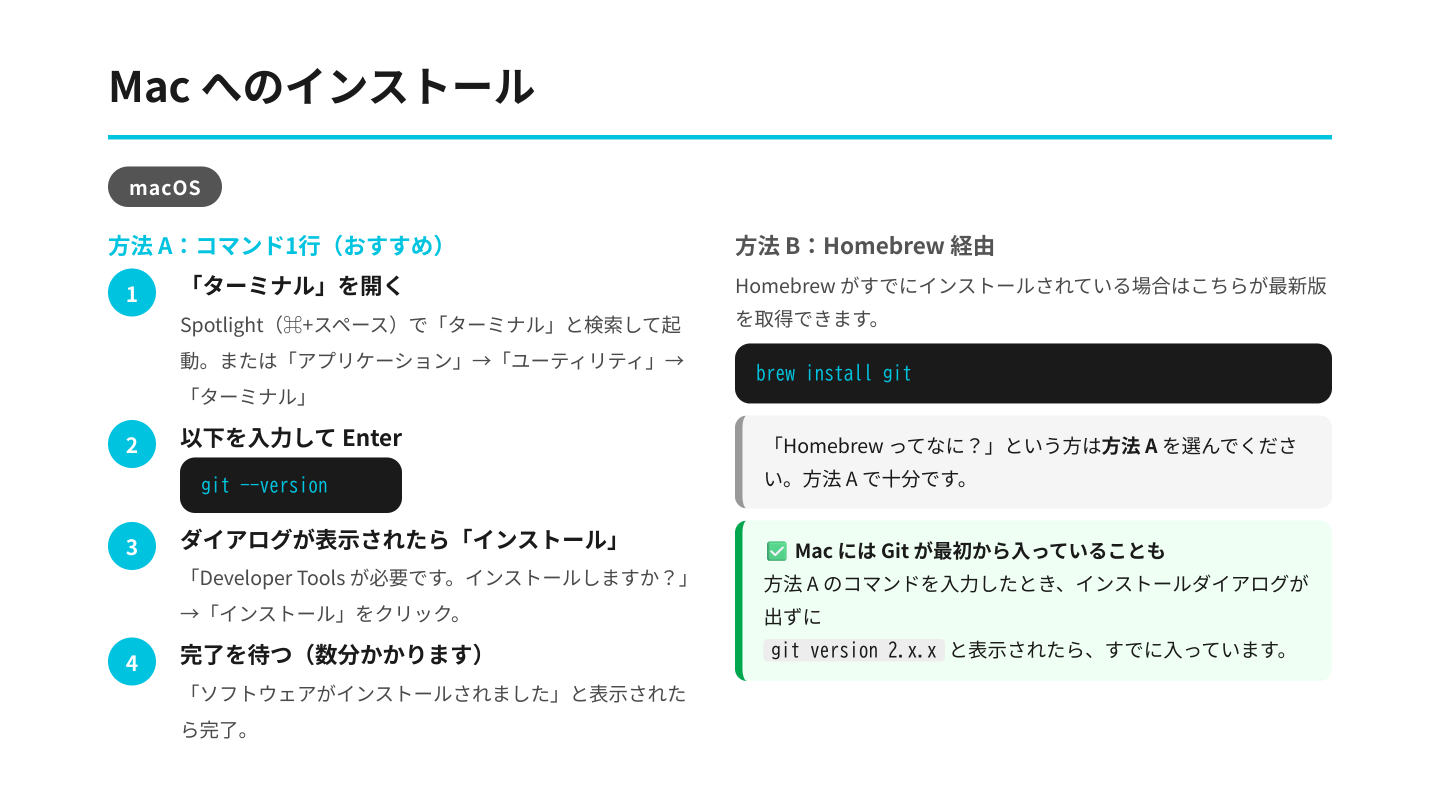 MacへのGitインストール