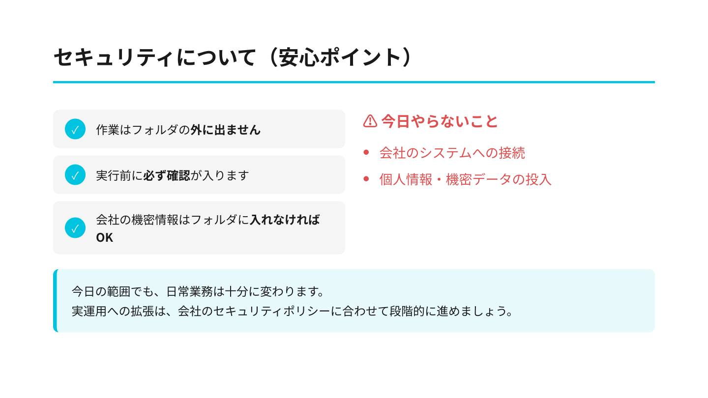 セキュリティについて（安心ポイント）